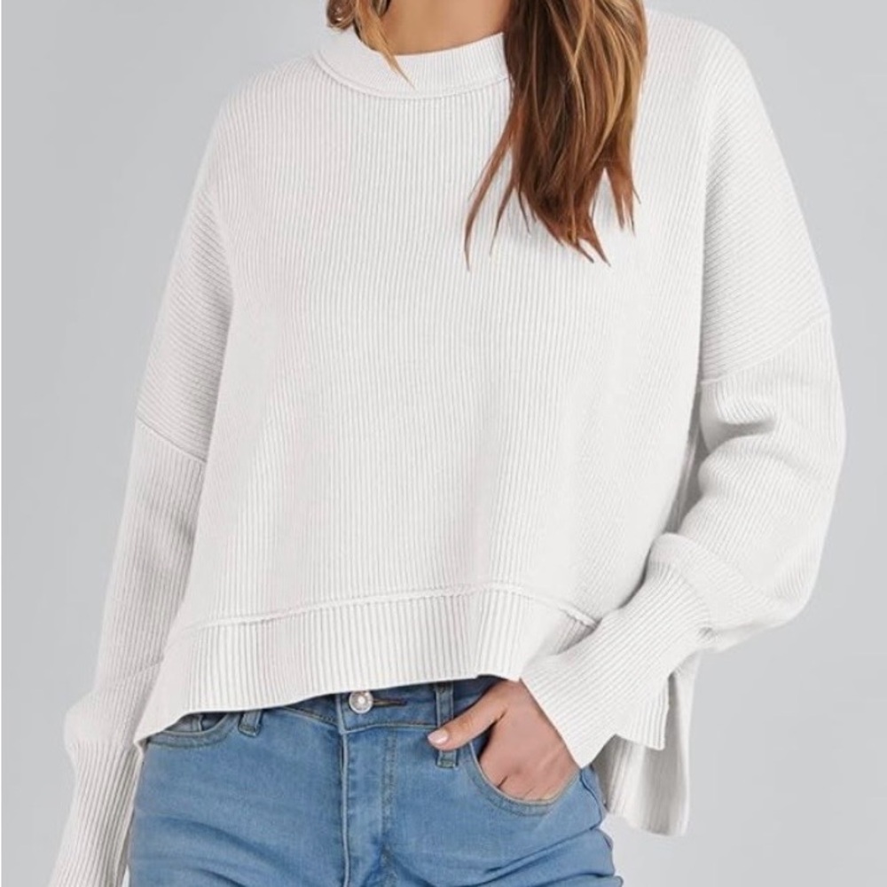 Women's Off-the-Shoulder Ribbed Pullover Sweater - Cream